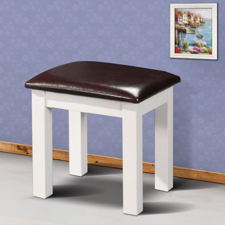 Oak04 : Ghế Đôn Gỗ Sồi Mặt Nệm - Da Pu Đen